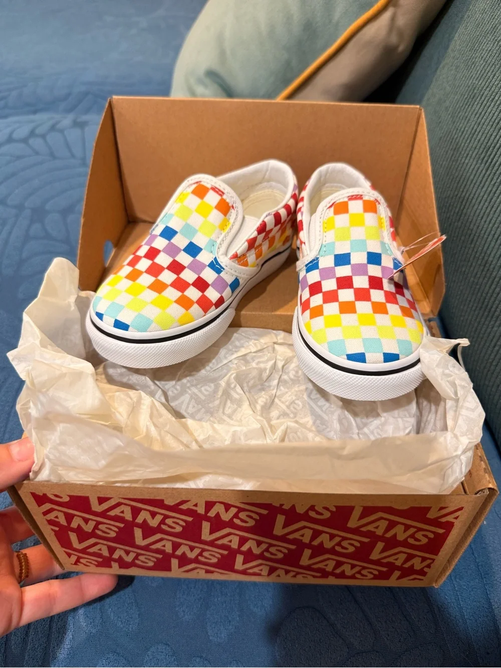 Vans Toddler Rainbow Checkerboard Slip-On Sneakers